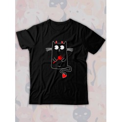 Парная футболка котик и кошка с принтом