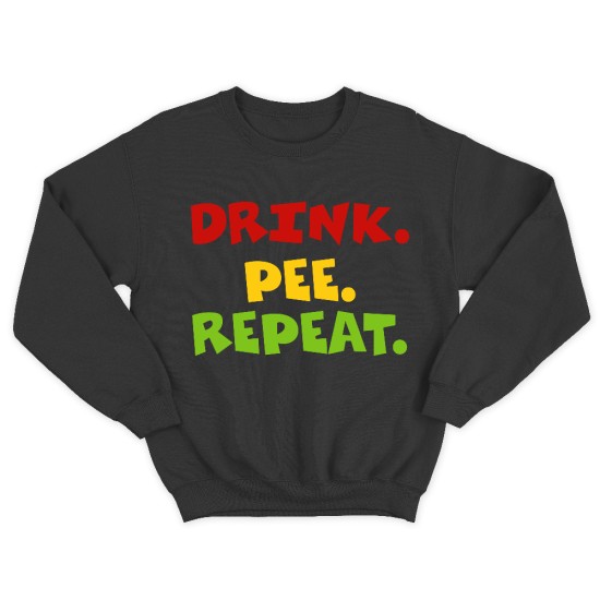 Прикольный мужской свитшот с надписью Drink. Рee. Repeat.
