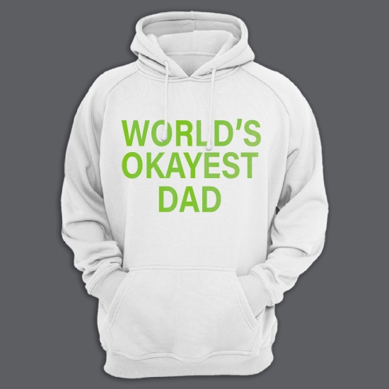 Прикольная мужская толстовка с капюшоном с надписью Worlds okayest dad.