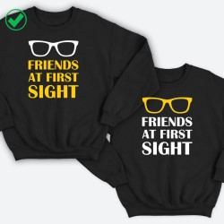 Парные свитшоты для двоих друзей Friends at first sight. Толстовки без капюшона для двоих
