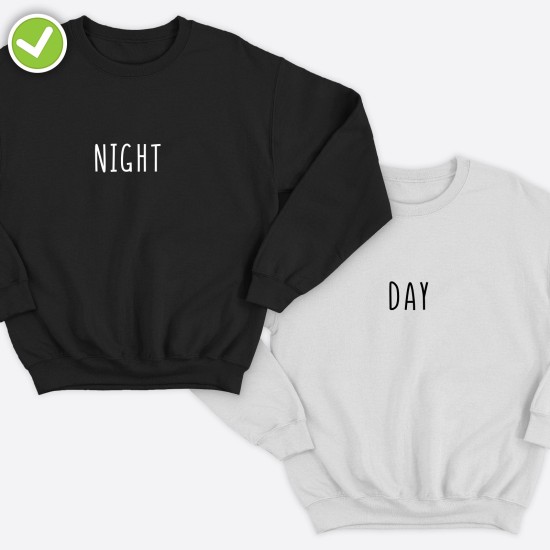 Парные свитшоты для двоих мужа и жены, влюбленных с принтом Day & Night