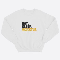 Свитшот для борцов с принтом Eat Sleep Wrestle / Мужская борцовская толстовка без капюшона для повседневной носки и для тренировок