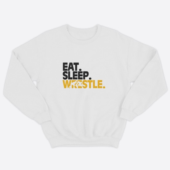 Свитшот для борцов с принтом Eat Sleep Wrestle / Мужская борцовская толстовка без капюшона для повседневной носки и для тренировок