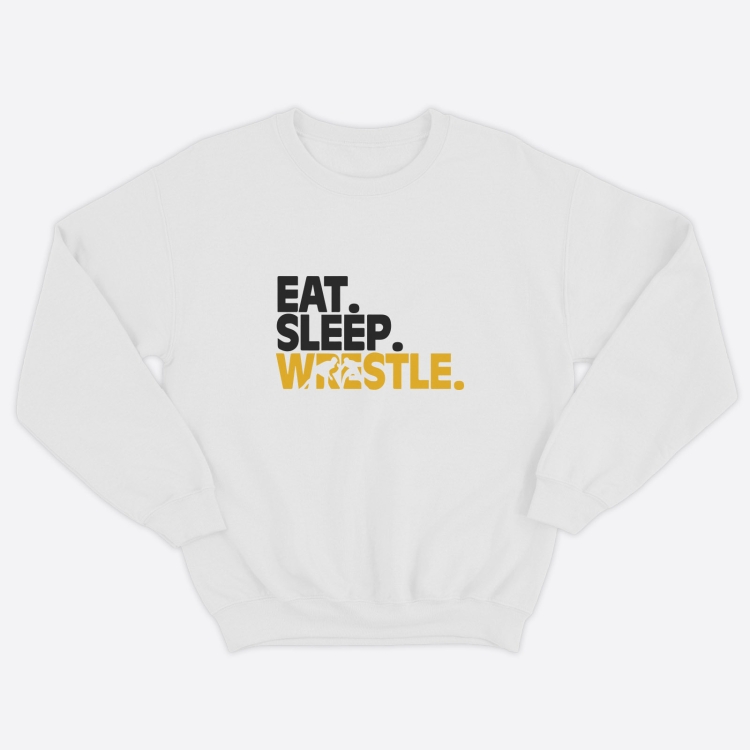 Свитшот для борцов с принтом Eat Sleep Wrestle / Мужская борцовская толстовка без капюшона для повседневной носки и для тренировок