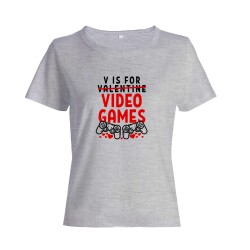 Футболка ко дню влюбленных с принтом V is for Video Games
