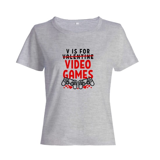 Футболка ко дню влюбленных с принтом V is for Video Games