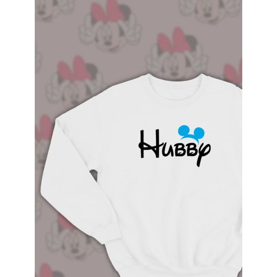Парные свитшоты Hubby муж Дисней белая мужская с принтом Disney Микки Маус