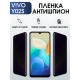 Защитная гидрогелевая пленка для смартфона Vivo Y02s. Полиуретановая плёнка антишпион на мобильный телефон Виво У02с, для защиты экрана.