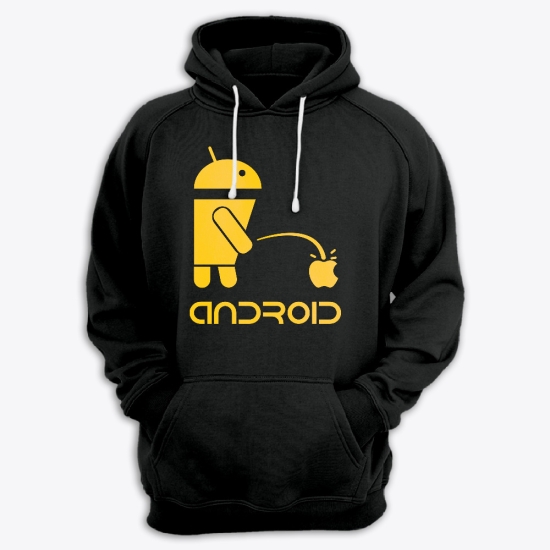 Прикольная мужская толстовка с капюшоном с надписью ANDROID.