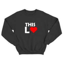 Парные свитшоты для двоих мужа и жены, влюбленных с принтом This is Love / Толстовка без капюшона для пары