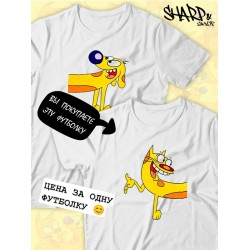 Парные футболки Котопес Кот CatDog Cat прикол с принтом