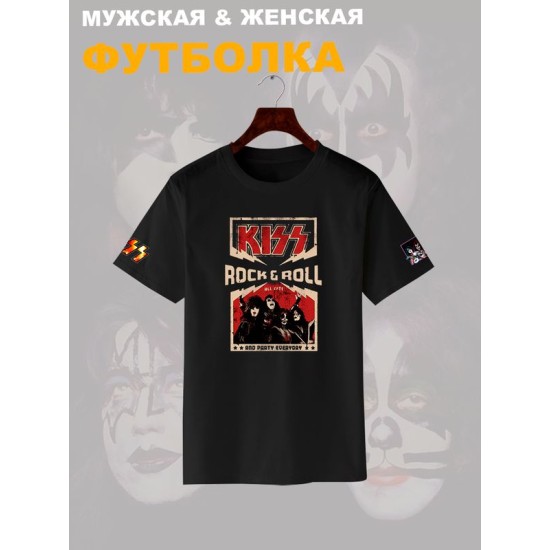 Футболка Kiss рок группа Кисс участники rock n roll с принтом