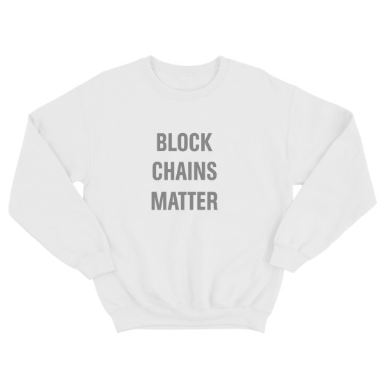 Свитшот для мужчины с интересной надписью Block chains matter. Оригинальная толстовка без капюшона.