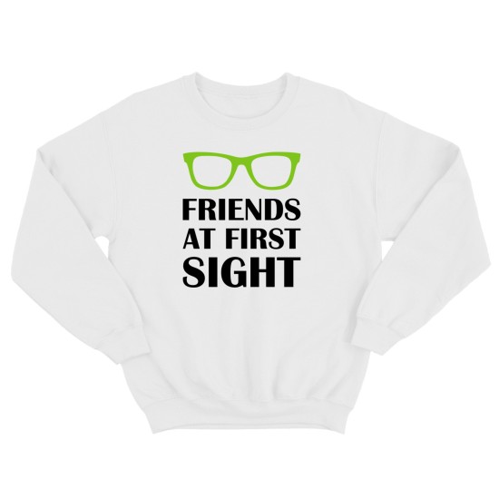 Парные свитшоты для двоих друзей Friends at first sight. Толстовки без капюшона для двоих
