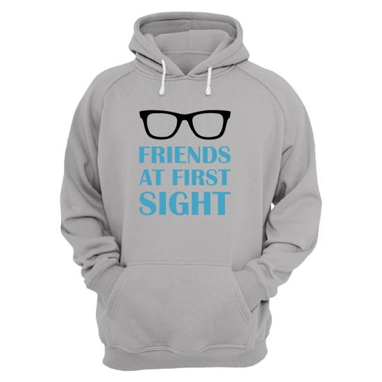 Парные толстовки с капюшоном для двоих друзей c надписью Friends at first sight