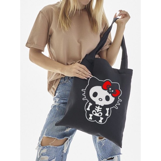 Сумка шоппер черный Аниме Hello Kitty Куроми дрейн тканевая с принтом Хелло Китти геншин импакт однотонный мягкий большая с надписью Хело Кити через плечо с котом bts токийские мстители