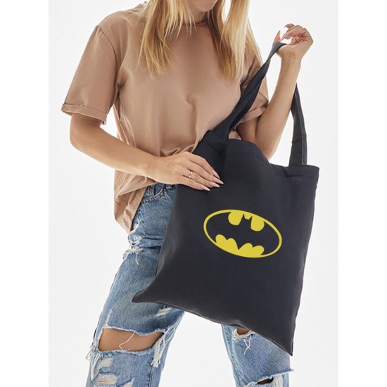 Сумка шоппер черный с принтом Бэтмен Batman бетмен унисекс