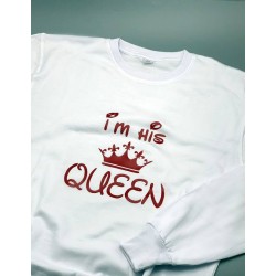 Парные свитшоты для двоих мужа и жену влюбленных с принтом Her King & His Queen / Толстовка без капюшона для пары