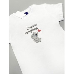 Детская футболка для девочки с рисунком Старшая сестренка
