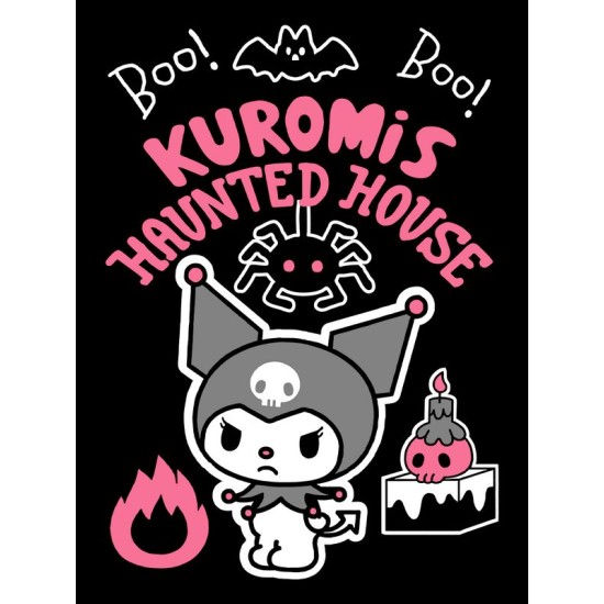 Шоппер черный с принтом Kuromis haunted house. Сумка Hello Kitty для шопинга на плечо тканевая, мужская и женская.