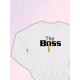 Парные свитшоты The Boss Босс белая мужская с принтом мем прикол для влюбленных пар парня и девушки, двоих подруг и друзей, мемная, прикольная парная одежда андеграунд y2k оверсайз