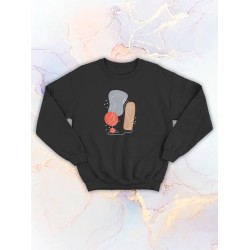 Парные свитшоты Кролики aesthetic art зайка черный женский с принтом минимализм для влюбленных пар парня и девушки, двоих подруг, милая, мемная прикольная парная одежда андеграунд y2k style оверсайз