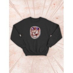 Парные свитшоты Лев Lion мем черный мужской с принтом прикол для влюбленных пар парня и девушки, двоих подруг и друзей, милая, мемная, прикольная парная одежда y2k андеграунд оверсайз street style