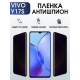 Защитная гидрогелевая пленка для смартфона Vivo Y17s. Полиуретановая плёнка антишпион на мобильный телефон Виво У17с, для защиты экрана.