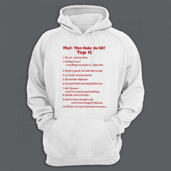 Прикольная мужская толстовка с капюшоном с надписью Whats Worn under the Kilt