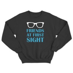 Парные свитшоты для двоих друзей Friends at first sight. Толстовки без капюшона для двоих