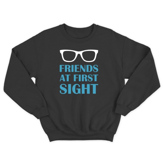 Парные свитшоты для двоих друзей Friends at first sight. Толстовки без капюшона для двоих