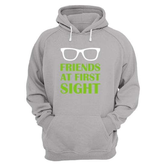 Парные толстовки с капюшоном для двоих друзей c надписью Friends at first sight