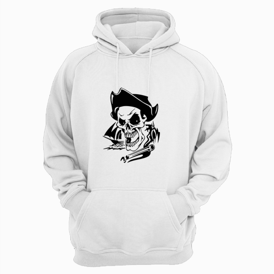 Худи с черепом Пират с кораблем и ружьем женское белое толстовка с капюшоном с рисунком с принтом унисекс