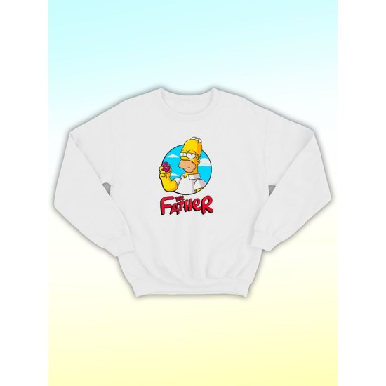 Парные свитшоты Гомер Симпсон Симсон father белый мужской с принтом Симпсоны Homer Simpson Simpsons Симсоны папа батя для влюбленных пар парня и девушки, двоих подруг, мемная парная одежда оверсайз