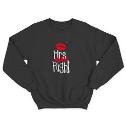 Парные свитшоты для двоих мужа и жены, влюбленных с принтом Mr Right & Mrs always Right / Толстовка без капюшона для пары