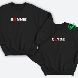 Парные свитшоты для двоих мужа и жены, влюбленных Bonnie&Clyde. Толстовки для двоих