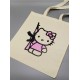 Сумка шоппер бежевый Аниме Hello Kitty Куроми дрейн тканевая с принтом Хелло Китти геншин импакт однотонный мягкий большая с надписью Хело Кити через плечо с котом bts токийские мстители