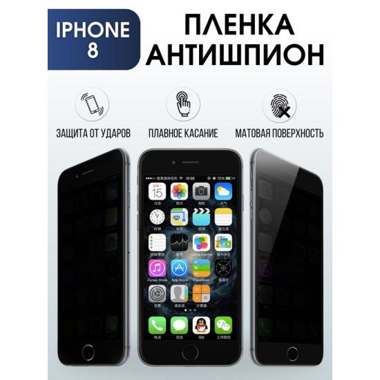 Защитная гидрогелевая пленка антишпион на телефон IPHONE 8, для защиты экрана телефонов