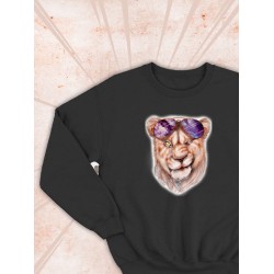 Парные свитшоты Львица Lion черный женский с принтом прикол мем для влюбленных пар парня и девушки, двоих подруг и друзей, милая, мемная, прикольная парная одежда андеграунд y2k оверсайз street style