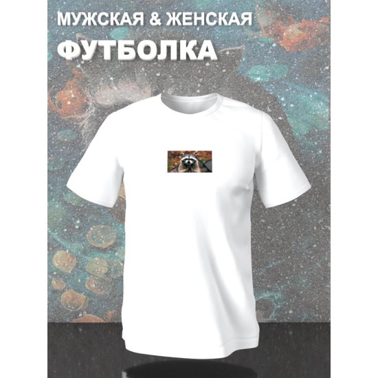 Футболка Злобный енот коварный мем жду фоточку прикол с принтом