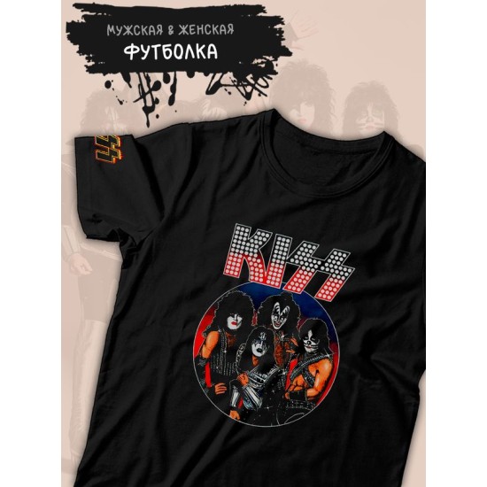 Футболка Kiss рок группа Кисс участники лого logo y2k с принтом