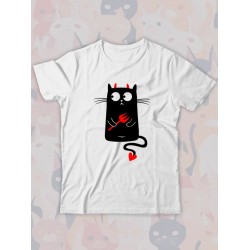 Парная футболка котик и кошка с принтом