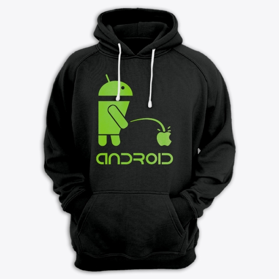 Прикольная мужская толстовка с капюшоном с надписью ANDROID.