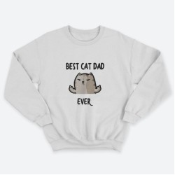 Прикольный мужской свитшот с надписью Best cat dad ever.
