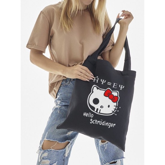 Сумка шоппер черный Аниме Hello Kitty Куроми дрейн тканевая с принтом Хелло Китти геншин импакт однотонный мягкий большая с надписью Хело Кити через плечо с котом bts токийские мстители
