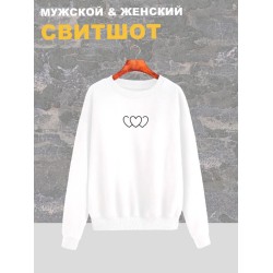 Свитшот три сердца сердечки рисунок y2k aesthetic белая оверсайз с принтом надписью рисунком унисекс мужская женская для подростков мальчика девочки взрослых хлопковая трикотажная одежда