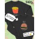 Парные свитшоты Best Friends бургер черная женская с принтом гамбургер burger hamburger для влюбленных пар парня и девушки, двоих подруг и друзей, мемная, андеграунд парная одежда y2k оверсайз