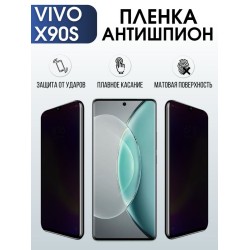 Защитная гидрогелевая пленка для смартфона Vivo X90s. Полиуретановая плёнка антишпион на мобильный телефон Виво Х90с, для защиты экрана.