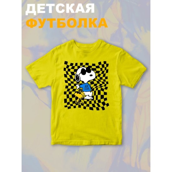 Футболка со снупи Snoopy и вудстоком желтой птичкой детская