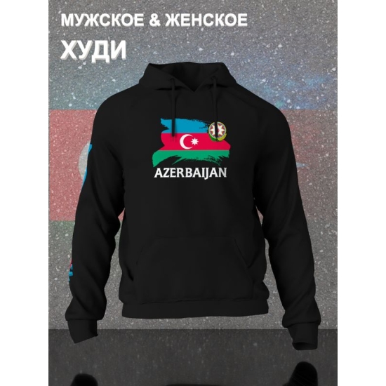 Худи Азербайджан флаг Azerbaijan с принтом